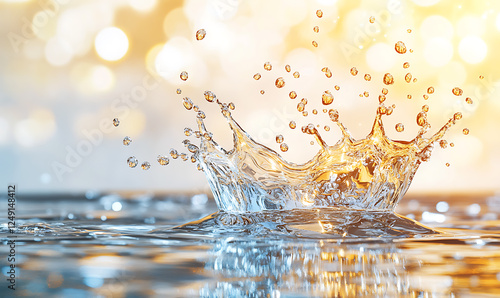 Dynamic water splash, bubbles, ripples, underwater light rays and tranquil ocean views