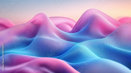 Pastel pink blue fabric waves, sunrise background, abstract design