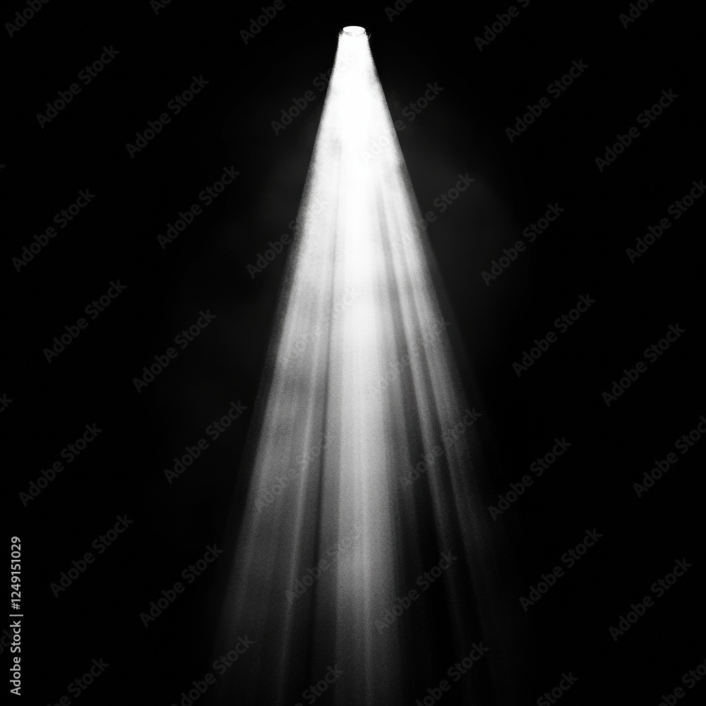 Single spotlight illuminating dark room with bright light beam Single spotlight illuminating dark room with bright light beam