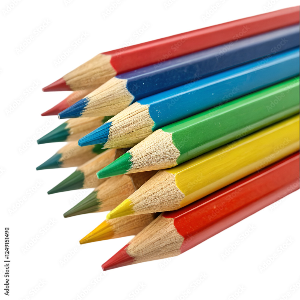 Fototapeta premium Colored pencils isolated on transparent background