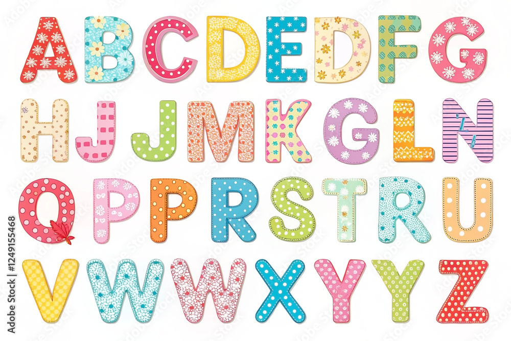 Colorful Alphabet Letters on White Background. Possible use Educational material for children Colorful Alphabet Letters on White Background. Possible use Educational material for children