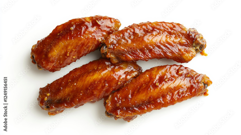 Succulent barbecue chicken wings glazed in a sweet and sour sauce, presented as a perfect summer picnic dish, captured from a top-down, flat-lay perspective Succulent barbecue chicken wings glazed in a sweet and sour sauce, presented as a perfect summer picnic dish, captured from a top-down, flat-lay perspective