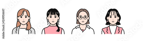 働く女性のシンプルなベクターイラストセット