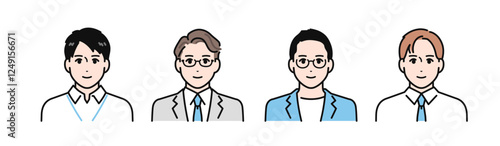 働く男性のシンプルなベクターイラストセット