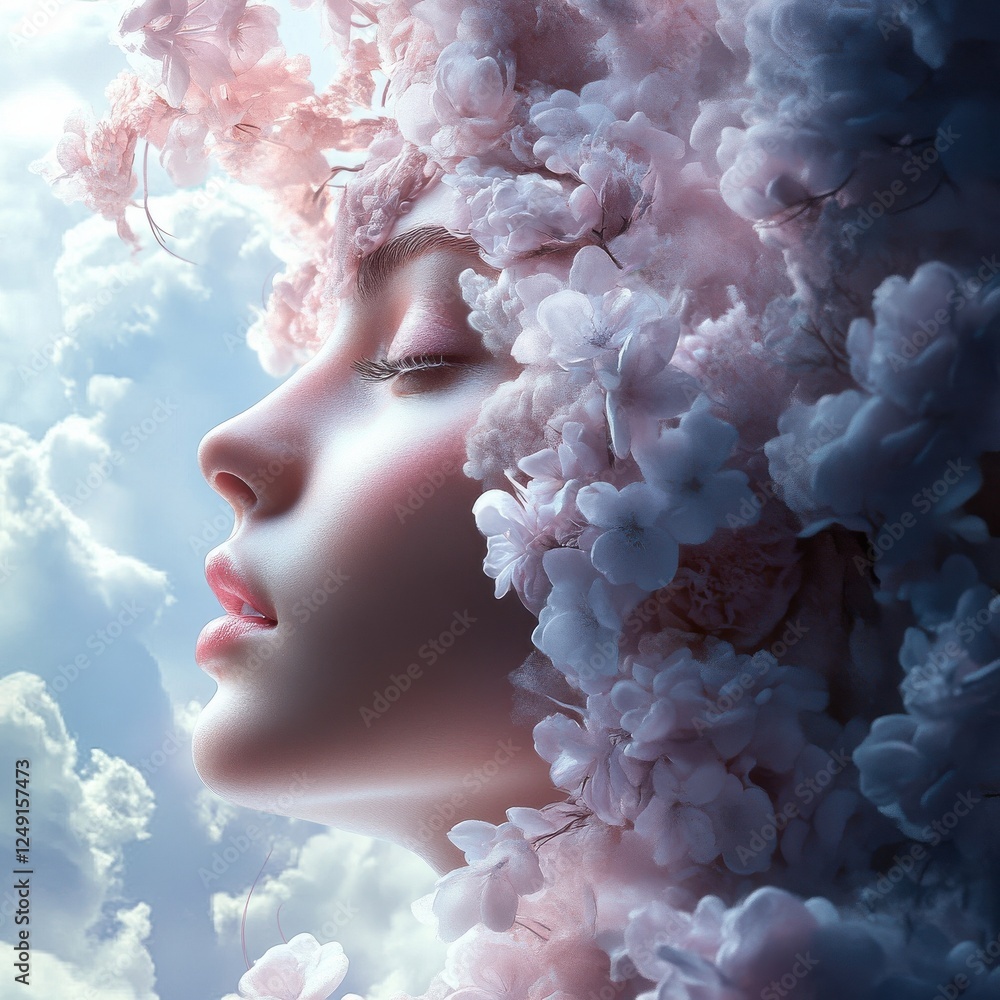 A woman with a flower crown on her head A woman with a flower crown on her head