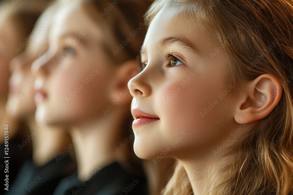 Children Singing in Church Choir with Focused Expressions, Generative AI Children Singing in Church Choir with Focused Expressions, Generative AI