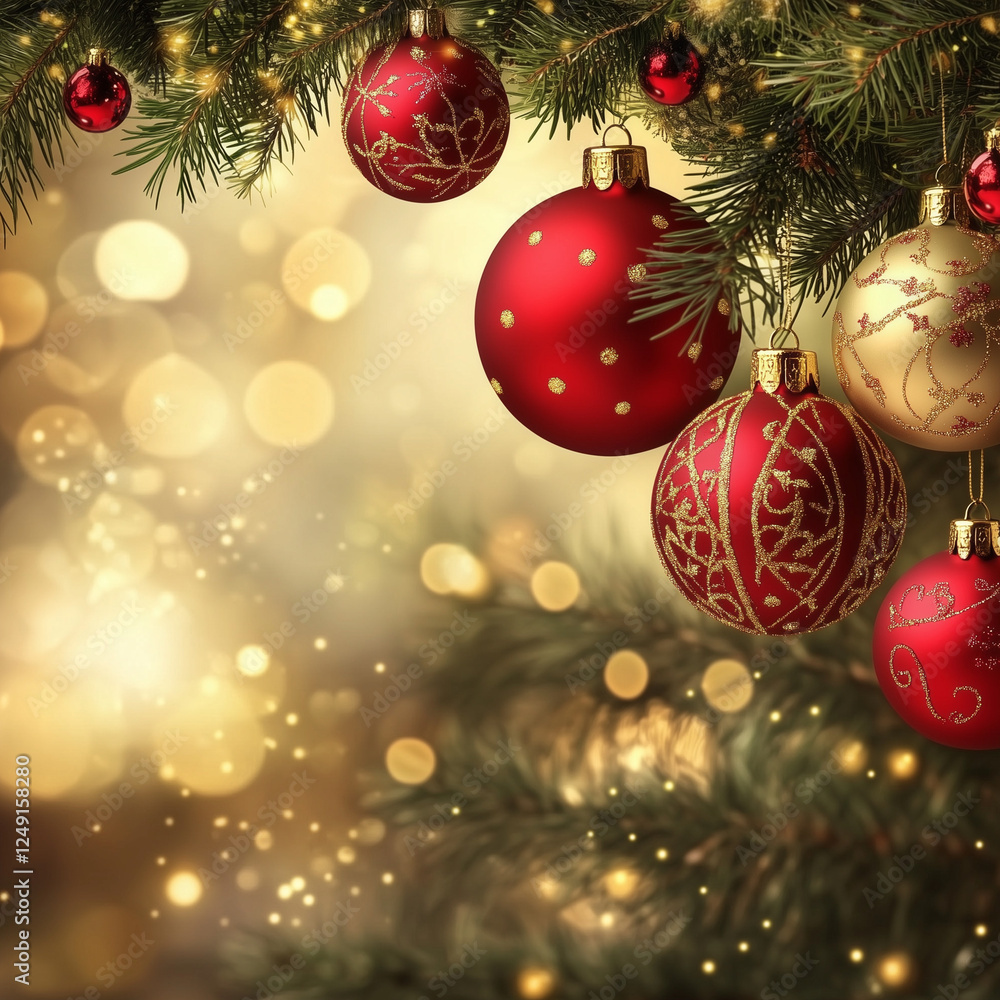 christmas background with red balls christmas background with red balls
