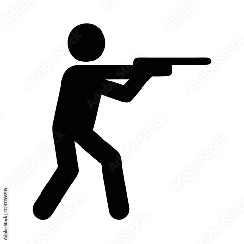 Shooting athlete icon aiming with weapon in bold minimalist sports design