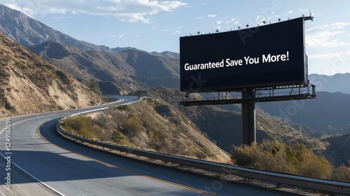 A large billboard on a mountain road with the words 