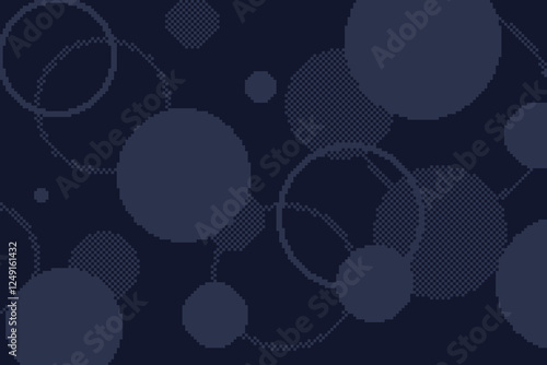 Minima Dark Blue 1-bit Pixel Flowing Circle Background