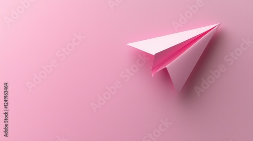 Wallpaper Mural A minimalist image of a pink paper airplane on a pastel pink background, symbolizing creativity and lightness. Torontodigital.ca