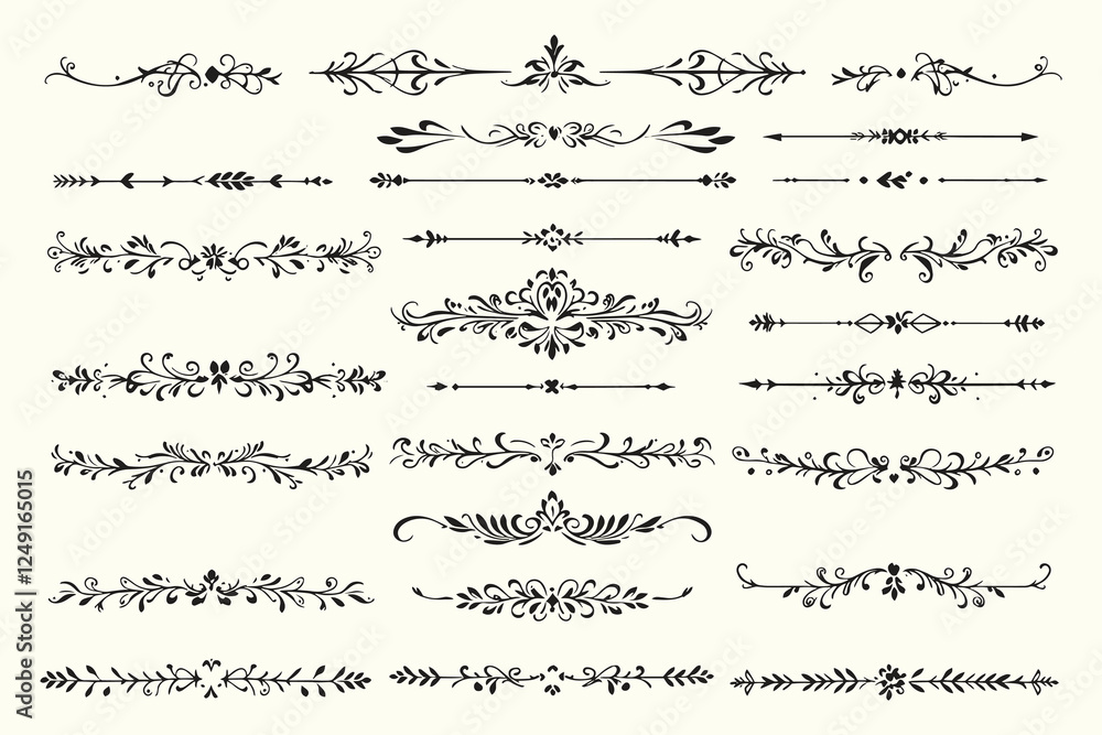 Obraz premium Hand Drawn Scroll Designs Set