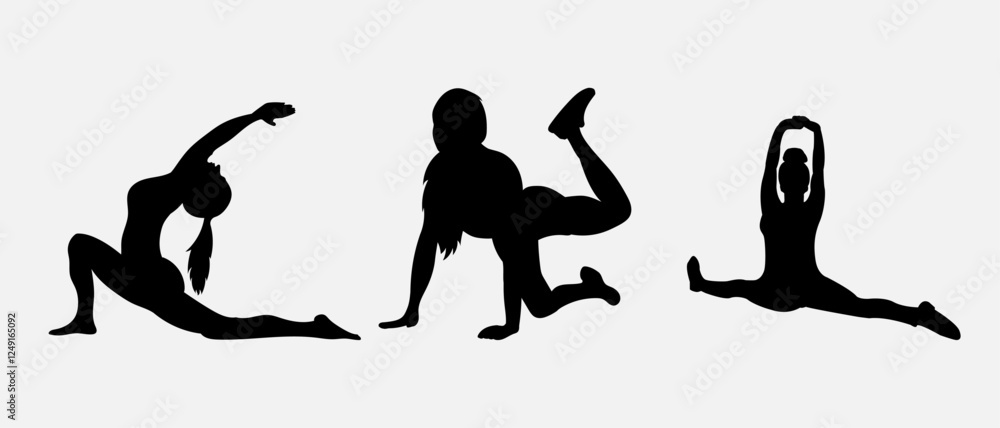 Yoga set silhouette vector art illustration Yoga set silhouette vector art illustration