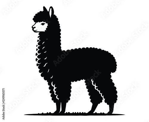 Alpaca  silhouette vector on white background