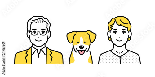 犬 シニア夫婦 人物 アイコン