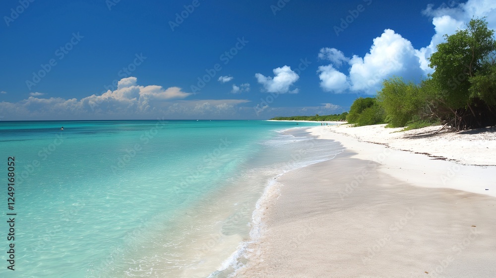 Obraz premium Paraíso Tropical: Día Soleado en la Playa con Aguas Turquesas