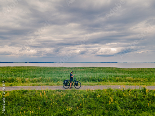 Baltic Sea Cycle Route in Germany with a man on his bike