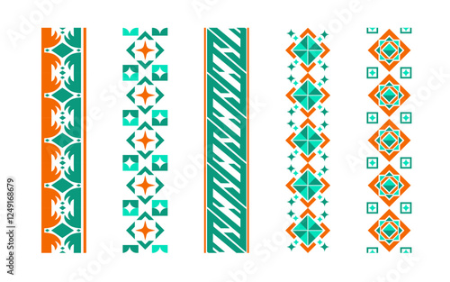 Border islamic pattern vector, Collection of geometric motif vector assets