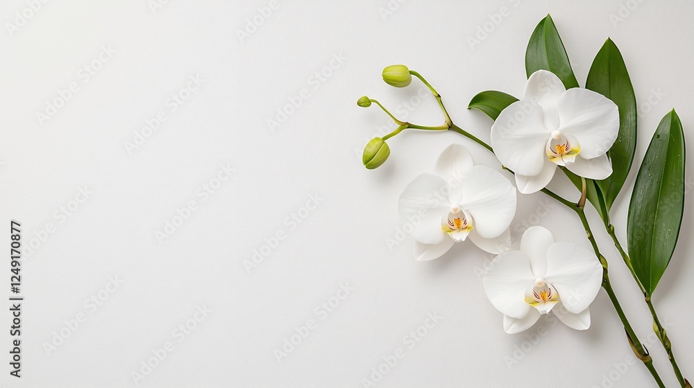 Elegant White Orchids on Textured White Background Elegant White Orchids on Textured White Background
