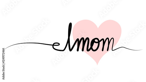 continuous drawing of the phrase I love mother in one line.