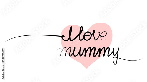 continuous drawing of the phrase I love mother in one line.