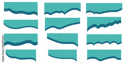 Vector Set of Template Dividers with Drops, Waves and Geometric Shapes.
 Abstract Design Elements for Top and Bottom on Website, App, Banners or Posters.