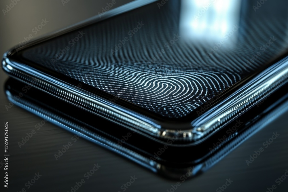 Close-up of a sleek black leather wallet on a reflective surface Close-up of a sleek black leather wallet on a reflective surface