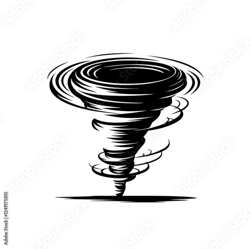 Tornado line icons set vector illustration. Spiral whirlwind and hurricane with speed whirls and funnels, danger wind symbols of storm weather and extreme tornado disaster in nature, speed cyclone	