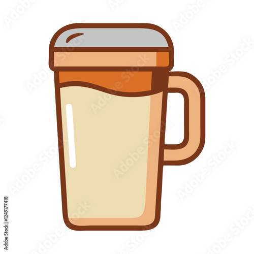 Hot coffee in a tall insulated mug