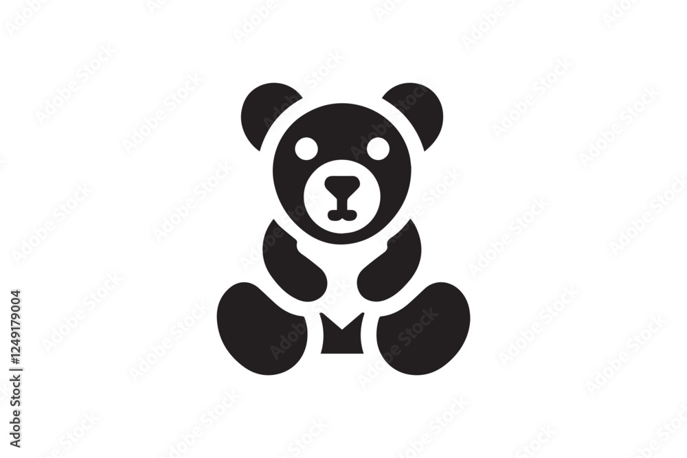 Fototapeta premium teddy bear black color vector silhouette illustration isolated in white background