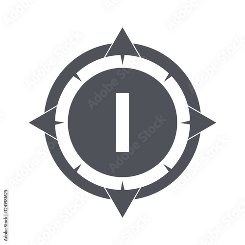 Compass Logo Combine With Letter I Vector Template