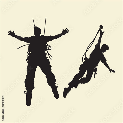 Bungee Silhouette, Action Icon, Sport Art