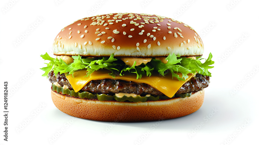 Delicious double cheeseburger with fresh toppings, a tempting delight that satisfies with every savory bite. Delicious double cheeseburger with fresh toppings, a tempting delight that satisfies with every savory bite.