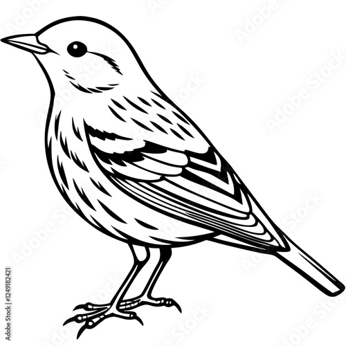 Yellow warbler silhouette vector  on white background.
