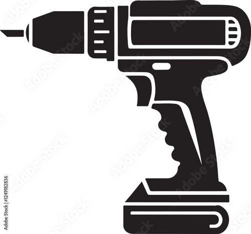 Drill icon, drill silhouette vector art and illustration
