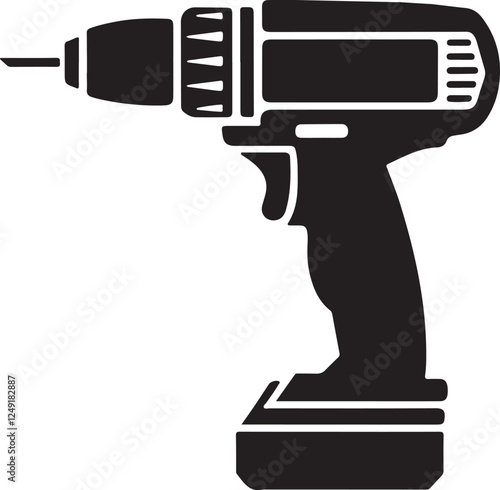 Drill icon, drill silhouette vector art and illustration