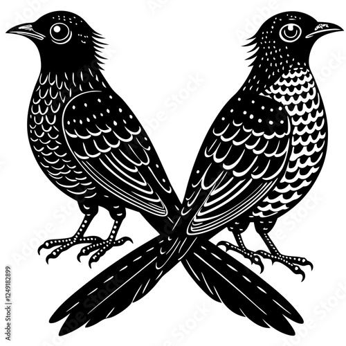 Cuckoos on white background.