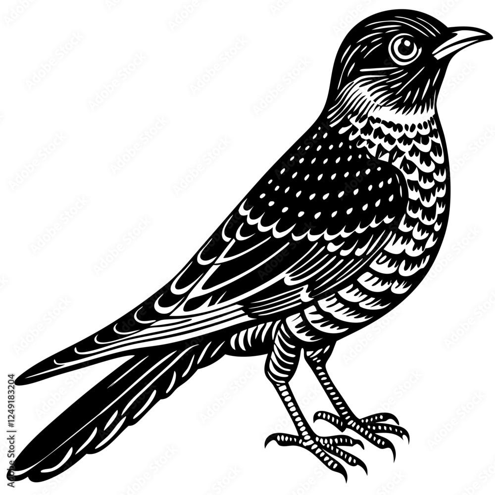 Fototapeta premium Cuckoo bird silhouette vector on white background.