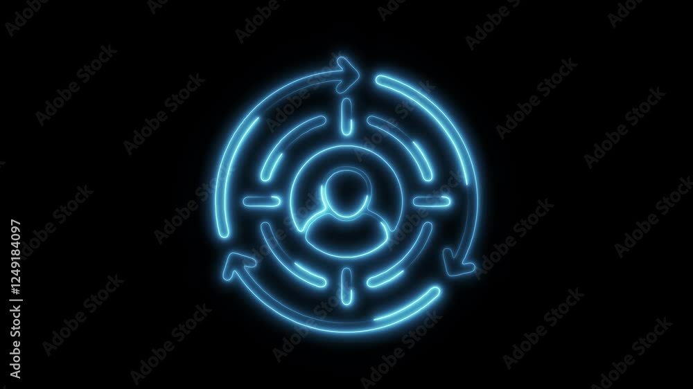 Glowing neon retargeting isolated on black background. HD Video motion graphic animation Glowing neon retargeting isolated on black background. HD Video motion graphic animation