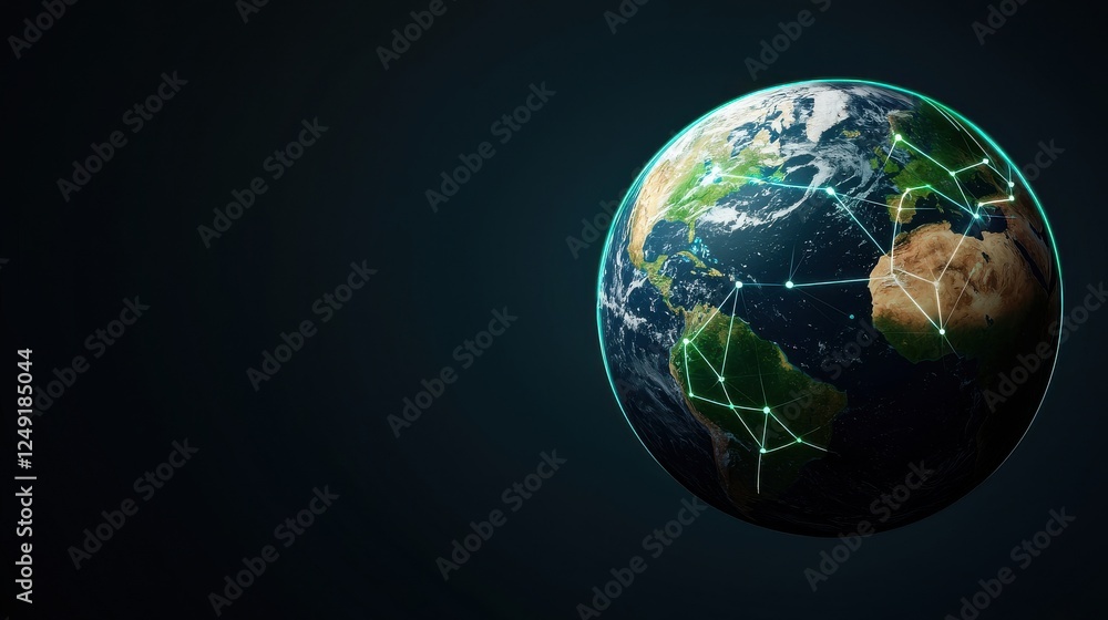 Fototapeta premium Earth with Digital Network Connections Illuminating the Globe