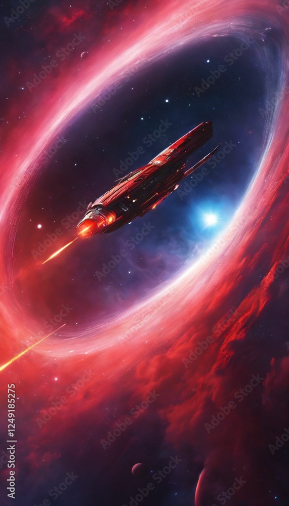 Futuristic spaceship in vibrant cosmic scene. Futuristic spaceship in vibrant cosmic scene.