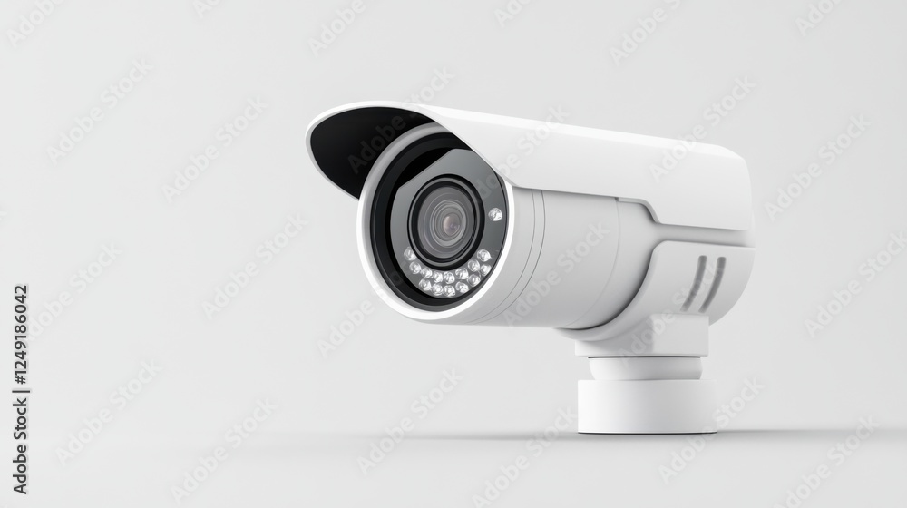 Modern White Security Camera on a Neutral Background for Surveillance and Safety Systems Modern White Security Camera on a Neutral Background for Surveillance and Safety Systems