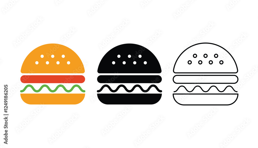 Fototapeta premium Hamburger. Hamburger icon in flat style isolated on a white background