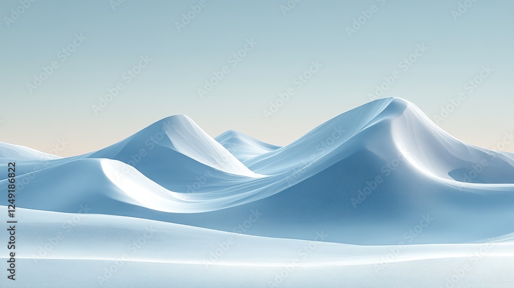 Serene snow dunes under a pale sky; winter landscape Serene snow dunes under a pale sky; winter landscape