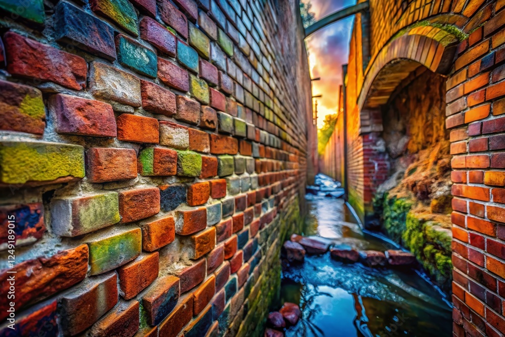 Fototapeta premium Surreal Brick Wall Structure: Abstract Architectural Photography