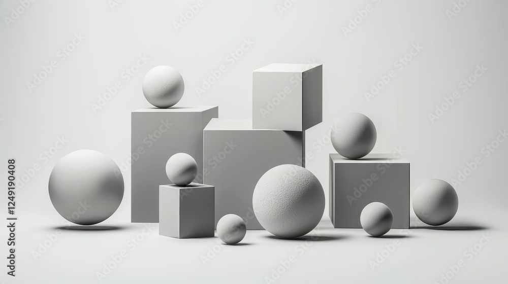 Minimalist 3D Composition with Geometric Shapes Minimalist 3D Composition with Geometric Shapes