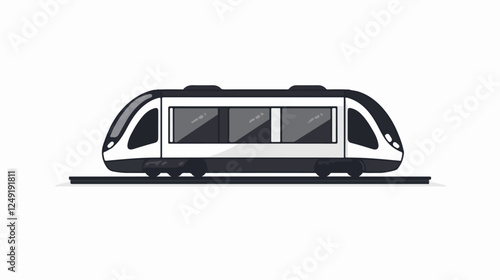 Black and white illustration of a modern high-speed train. Railway travel. Railroad.
