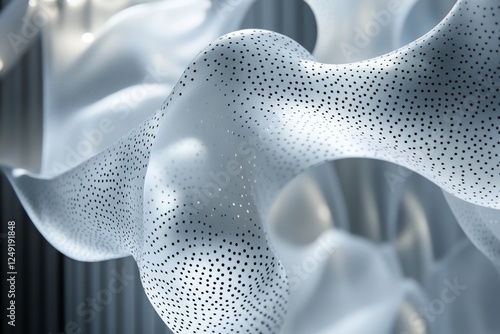 Abstract white organic shapes resembling fabric in a futuristic setup photo