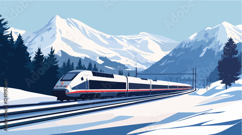 Illustration of a modern high-speed train. Railway travel. Railroad.