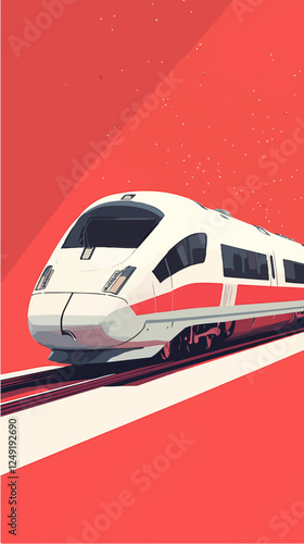 Illustration of a modern high-speed train. Railway travel. Railroad.